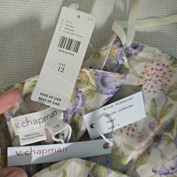 V. Chapman Rosamund Organza  Sweetheart Corset Drop-Waist Maxi Gown Sz 12 - Picture 15 of 15